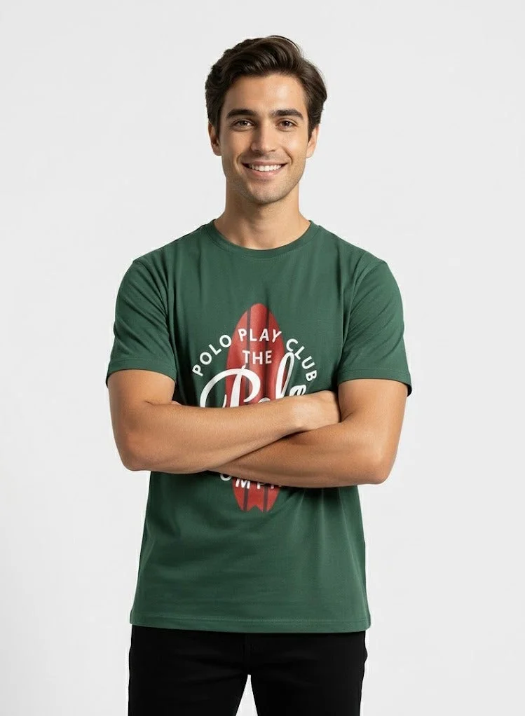 لعب البولو تيشيرت مطبوع للأولاد - أخضر